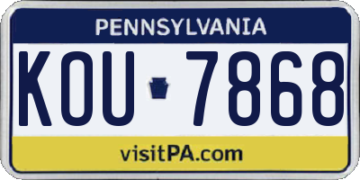 PA license plate KOU7868
