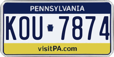 PA license plate KOU7874