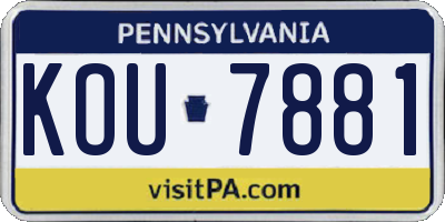 PA license plate KOU7881