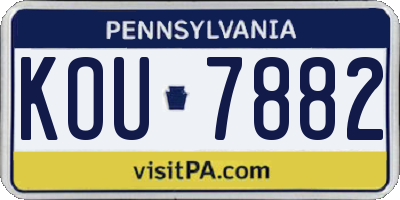PA license plate KOU7882