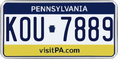 PA license plate KOU7889