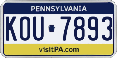 PA license plate KOU7893