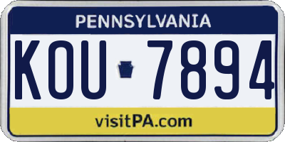 PA license plate KOU7894