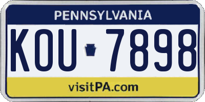 PA license plate KOU7898