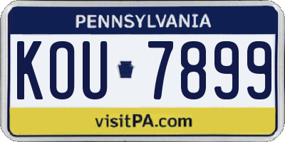 PA license plate KOU7899
