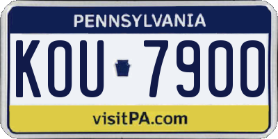 PA license plate KOU7900