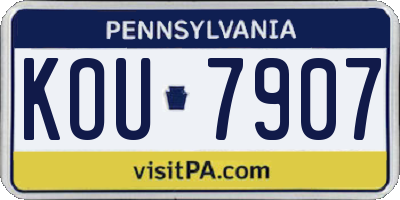PA license plate KOU7907