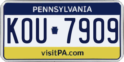 PA license plate KOU7909
