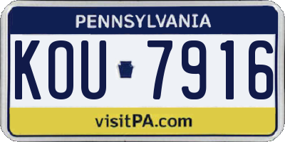 PA license plate KOU7916