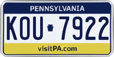 PA license plate KOU7922