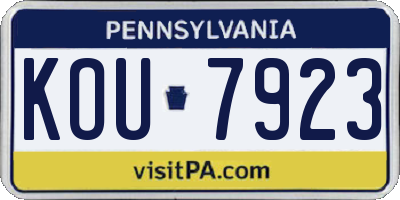 PA license plate KOU7923