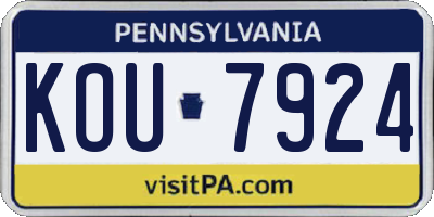 PA license plate KOU7924