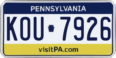 PA license plate KOU7926