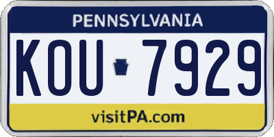 PA license plate KOU7929