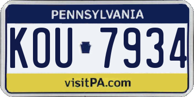 PA license plate KOU7934