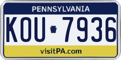 PA license plate KOU7936