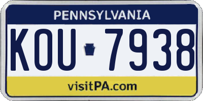 PA license plate KOU7938