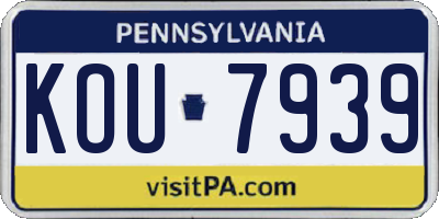 PA license plate KOU7939