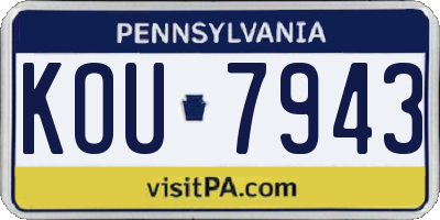 PA license plate KOU7943