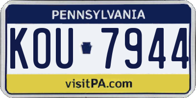 PA license plate KOU7944