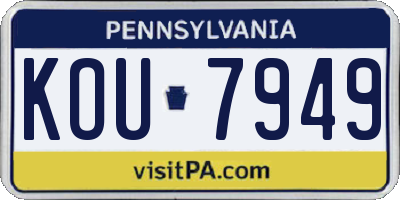 PA license plate KOU7949