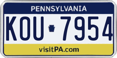 PA license plate KOU7954