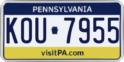 PA license plate KOU7955