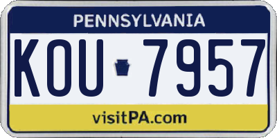 PA license plate KOU7957