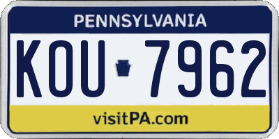 PA license plate KOU7962