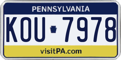 PA license plate KOU7978