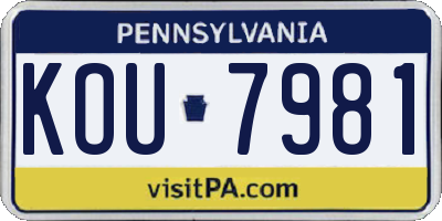 PA license plate KOU7981