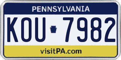 PA license plate KOU7982
