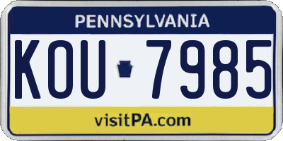 PA license plate KOU7985