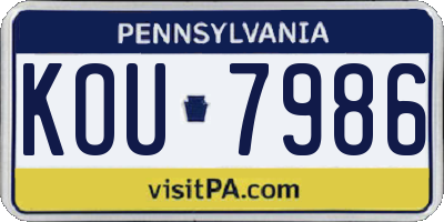 PA license plate KOU7986