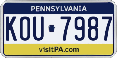 PA license plate KOU7987