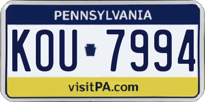 PA license plate KOU7994