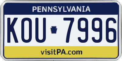 PA license plate KOU7996