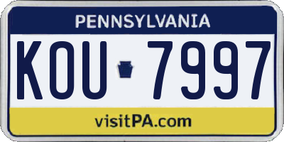 PA license plate KOU7997