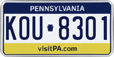 PA license plate KOU8301