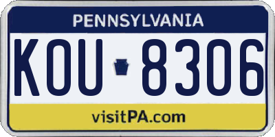 PA license plate KOU8306