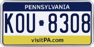 PA license plate KOU8308