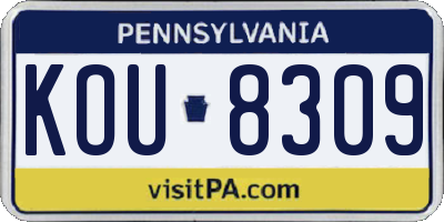 PA license plate KOU8309