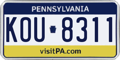 PA license plate KOU8311