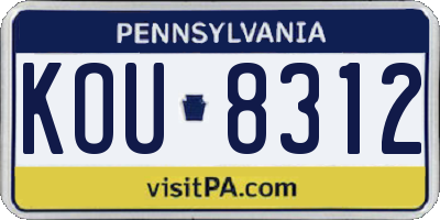 PA license plate KOU8312