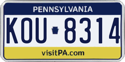 PA license plate KOU8314