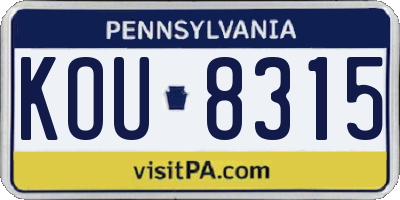 PA license plate KOU8315