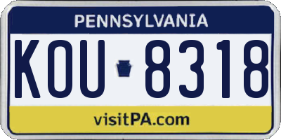 PA license plate KOU8318