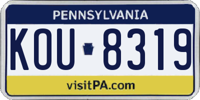 PA license plate KOU8319