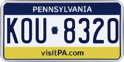 PA license plate KOU8320