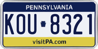 PA license plate KOU8321